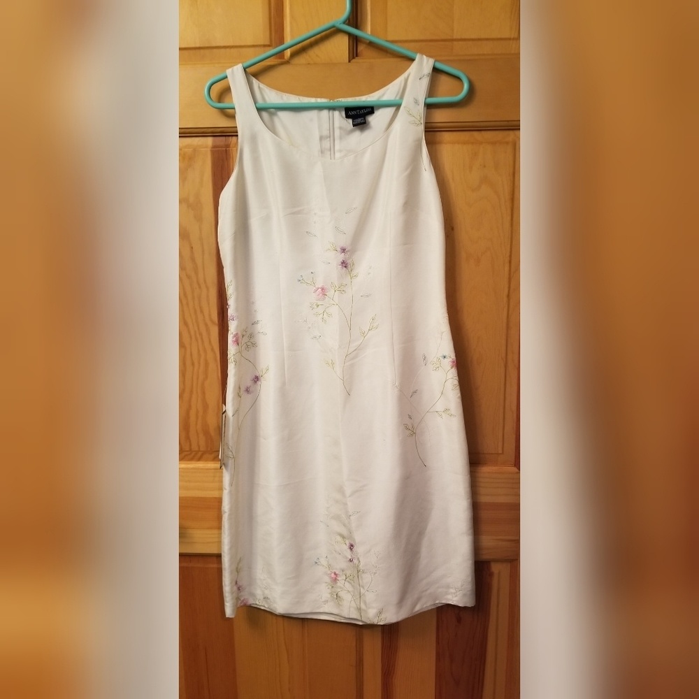 SOLD Ann Taylor silk embroidered floral dress